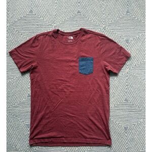 North‎ Face Short Sleeve Pocket T-Shirt - Red/Blue - Large